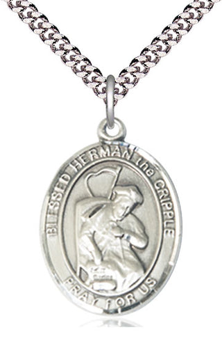 Sterling Silver Blessed Herman the Cripple Medal Catholic Jewelry Engraved Catholic Saint Jewelry