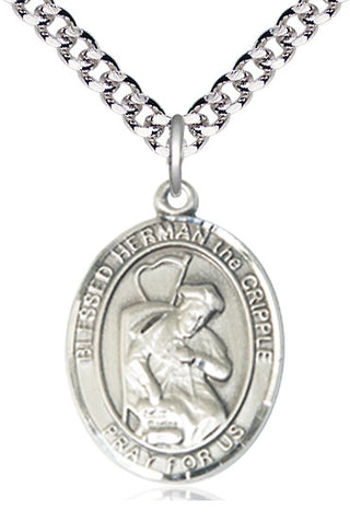 Sterling Silver Blessed Herman the Cripple Medal Catholic Jewelry Engraved Catholic Saint Jewelry