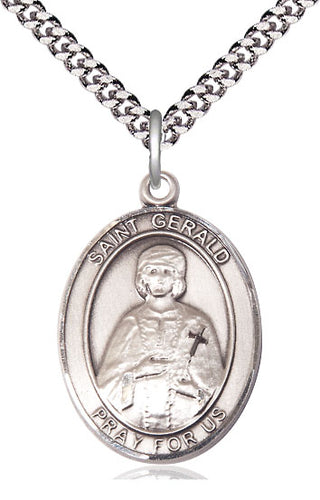 Pewter Saint Gerald Medal Catholic Jewelry Engraved Catholic Saint Jewelry