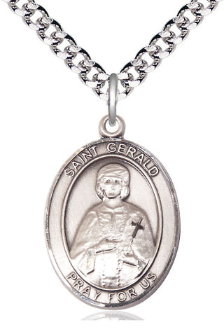 Sterling Silver Saint Gerald Medal Catholic Jewelry Engraved Catholic Saint Jewelry