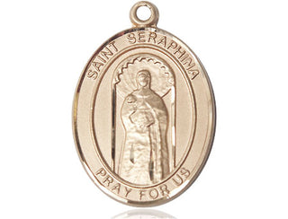 14kt Gold Filled Saint Seraphina Medal Engraved Catholic Saint Jewelry
