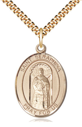 14kt Gold Filled Saint Seraphina Medal Catholic Jewelry Engraved Catholic Saint Jewelry
