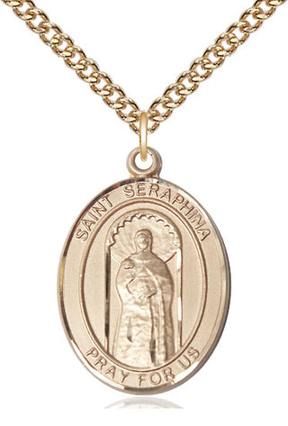14kt Gold Filled Saint Seraphina Medal Catholic Jewelry Engraved Catholic Saint Jewelry