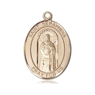 14kt Gold Saint Seraphina Medal Engraved Catholic Saint Jewelry