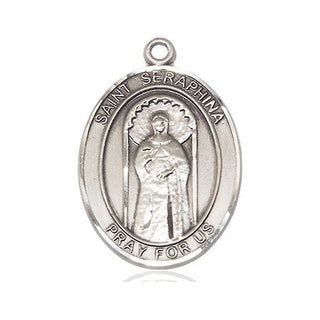 Pewter Saint Seraphina Medal Engraved Catholic Saint Jewelry