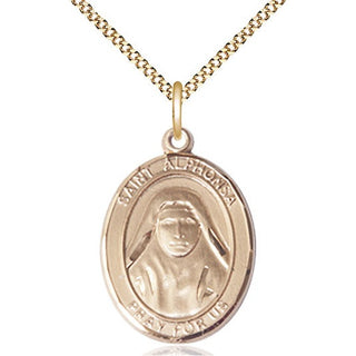 14kt Gold Filled Saint Alphonsa Medal Catholic Jewelry Engraved Catholic Saint Jewelry