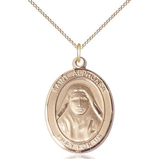 14kt Gold Filled Saint Alphonsa Medal Catholic Jewelry Engraved Catholic Saint Jewelry