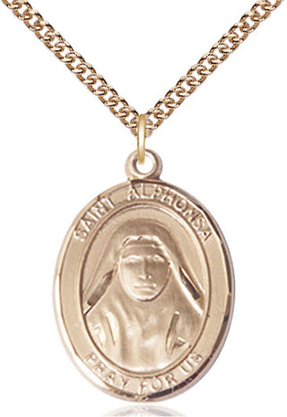 14kt Gold Filled Saint Alphonsa Medal Catholic Jewelry Engraved Catholic Saint Jewelry