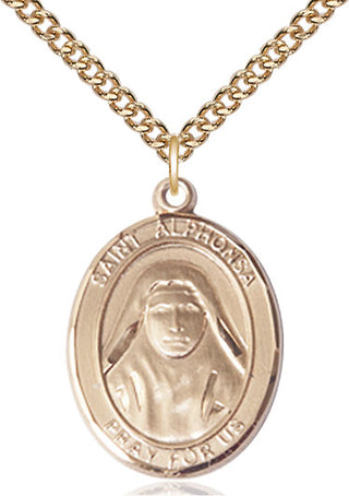 14kt Gold Filled Saint Alphonsa Medal Catholic Jewelry Engraved Catholic Saint Jewelry