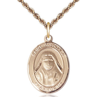 14kt Gold Filled Saint Alphonsa Medal Catholic Jewelry Engraved Catholic Saint Jewelry