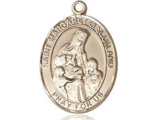 14kt Gold Filled Saint Margaret of Scotland Medal Engraved Catholic Saint Jewelry