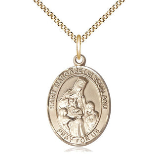 14kt Gold Filled Saint Margaret of Scotland Medal Catholic Jewelry Engraved Catholic Saint Jewelry