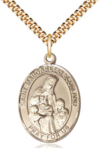 14kt Gold Filled Saint Margaret of Scotland Medal Catholic Jewelry Engraved Catholic Saint Jewelry