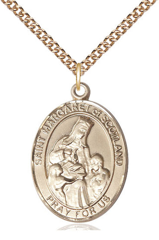14kt Gold Filled Saint Margaret of Scotland Medal Catholic Jewelry Engraved Catholic Saint Jewelry