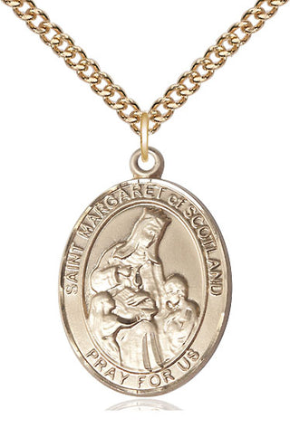 14kt Gold Filled Saint Margaret of Scotland Medal Catholic Jewelry Engraved Catholic Saint Jewelry