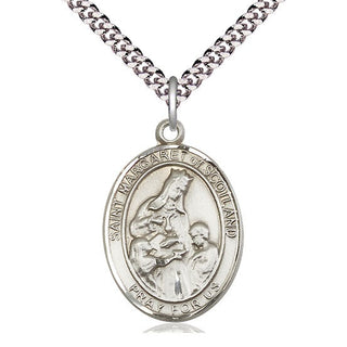 Pewter Saint Margaret of Scotland Medal Catholic Jewelry Engraved Catholic Saint Jewelry