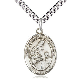 Pewter Saint Margaret of Scotland Medal Catholic Jewelry Engraved Catholic Saint Jewelry