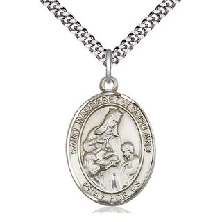 Pewter Saint Margaret of Scotland Medal Catholic Jewelry Engraved Catholic Saint Jewelry