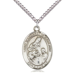 Sterling Silver Saint Margaret of Scotland Medal Catholic Jewelry Engraved Catholic Saint Jewelry