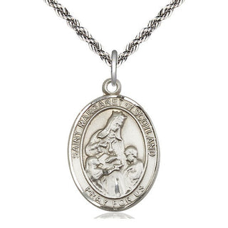 Sterling Silver Saint Margaret of Scotland Medal Catholic Jewelry Engraved Catholic Saint Jewelry