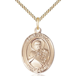 14kt Gold Filled Saint Viator of Bergamo Medal Catholic Jewelry Engraved Catholic Saint Jewelry