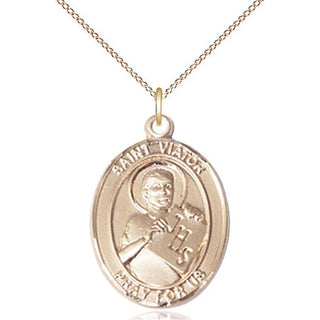 14kt Gold Saint Viator of Bergamo Medal Engraved Catholic Saint Jewelry