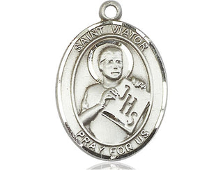 Sterling Silver Saint Viator of Bergamo Medal Catholic Jewelry Engraved Catholic Saint Jewelry