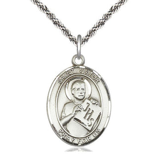 Sterling Silver Saint Viator of Bergamo Medal Catholic Jewelry Engraved Catholic Saint Jewelry