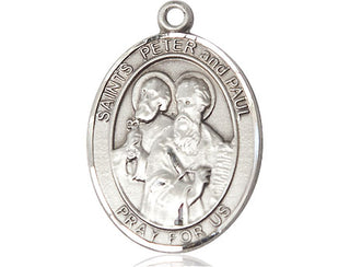 Pewter Saint Peter St Paul Medal Engraved Catholic Saint Jewelry