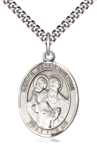 Sterling Silver Saint Peter St Paul Medal Catholic Jewelry Engraved Catholic Saint Jewelry