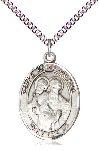 Sterling Silver Saint Peter St Paul Medal Catholic Jewelry Engraved Catholic Saint Jewelry
