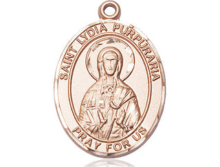 14kt Gold Filled Saint Lydia Purpuraria Medal Engraved Catholic Saint Jewelry
