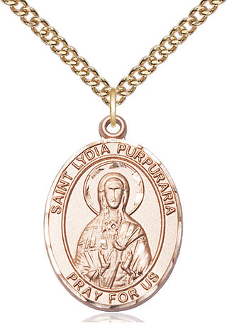 14kt Gold Saint Lydia Purpuraria Medal Engraved Catholic Saint Jewelry