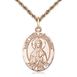 14kt Gold Saint Lydia Purpuraria Medal Engraved Catholic Saint Jewelry