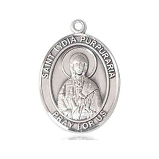 Sterling Silver Saint Lydia Purpuraria Medal Catholic Jewelry Engraved Catholic Saint Jewelry