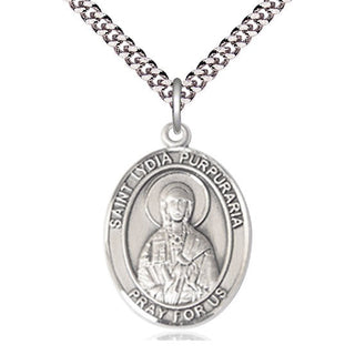 Sterling Silver Saint Lydia Purpuraria Medal Catholic Jewelry Engraved Catholic Saint Jewelry