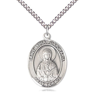 Sterling Silver Saint Lydia Purpuraria Medal Catholic Jewelry Engraved Catholic Saint Jewelry