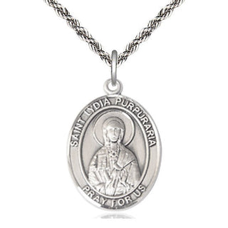 Sterling Silver Saint Lydia Purpuraria Medal Catholic Jewelry Engraved Catholic Saint Jewelry