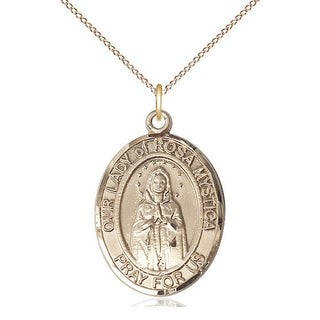14kt Gold Filled Our Lady of Rosa Mystica Medal Catholic Jewelry Engraved Catholic Saint Jewelry