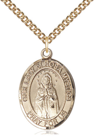 14kt Gold Filled Our Lady of Rosa Mystica Medal Catholic Jewelry Engraved Catholic Saint Jewelry