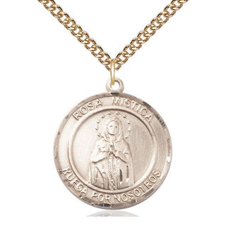 14kt Gold Filled Our Lady Rosa Mystica Medal Catholic Jewelry Engraved Catholic Saint Jewelry