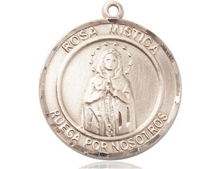 14kt Gold Our Lady Rosa Mystica Medal Engraved Catholic Saint Jewelry