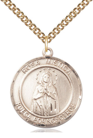 14kt Gold Our Lady Rosa Mystica Medal Engraved Catholic Saint Jewelry