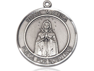 Pewter Our Lady Rosa Mystica Medal Engraved Catholic Saint Jewelry