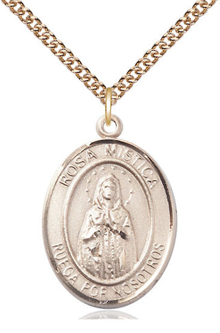 14kt Gold Filled Rosa Mystica Medal Catholic Jewelry Engraved Catholic Saint Jewelry