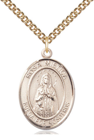 14kt Gold Filled Rosa Mystica Medal Catholic Jewelry Engraved Catholic Saint Jewelry