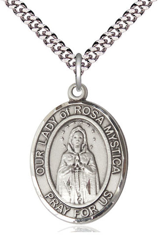 Sterling Silver Our Lady of Rosa Mystica Medal Catholic Jewelry Engraved Catholic Saint Jewelry