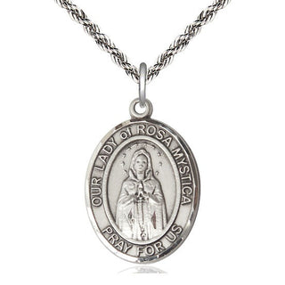Sterling Silver Our Lady of Rosa Mystica Medal Catholic Jewelry Engraved Catholic Saint Jewelry