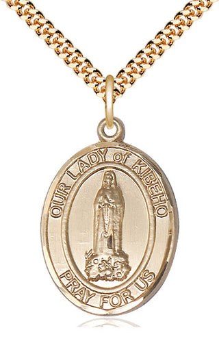 14kt Gold Filled Our Lady of Kibeho Medal Catholic Jewelry Engraved Catholic Saint Jewelry