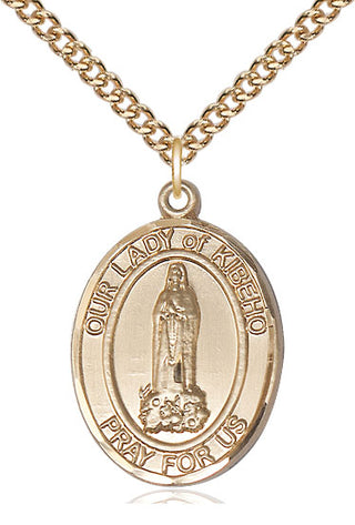 14kt Gold Our Lady of Kibeho Medal Engraved Catholic Saint Jewelry